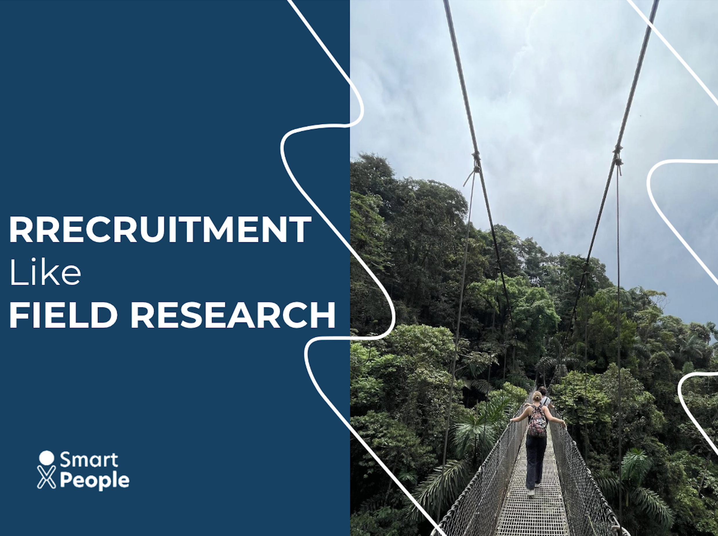 Person crossing a hanging bridge in the Costa Rican jungle, symbolizing field research and recruitment challenges